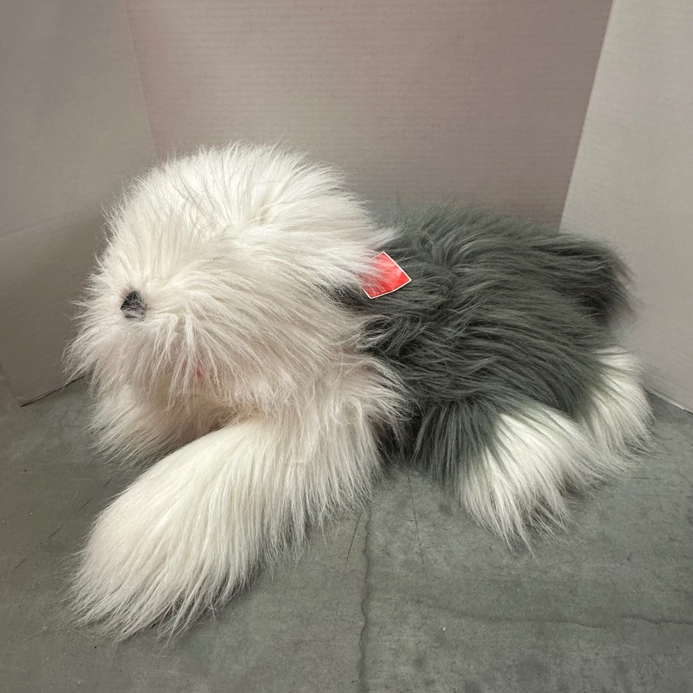FAO Schwarz Fifth Avenue Old English Sheepdog Plush Large Gray White Shaggy Dog